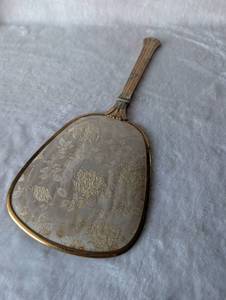 lot 2001 image: Art Deco Style Hand Mirror with Floral Backing