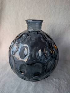 lot 2604 image: Blue Glass Dimpled Decorative Round Vase