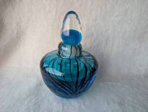 lot 2605 image: Hand-Blown Blue Glass Perfume Bottle