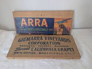lot 3512 image: 1940s Arra Brand Fruit Crate End Panels - 2 ct