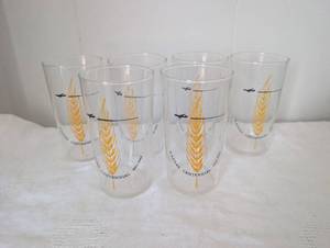 lot 3513 image: Kansas Centennial Wheat Pattern Glasses Set - 5 ct