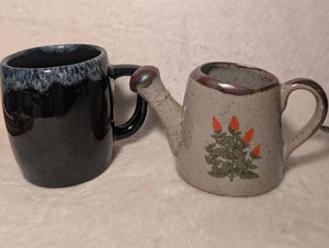 lot 3528 image: Handcrafted Pottery Coffee Mug  Mini Ceramic Pitcher