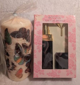 lot 5017 image: Rosalind Walsh Butterfly Candle & Boudoir Perfume Sprayer Set