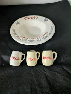 lot 1005 image: Coors Beer Miniature Mug Set with Ashtray