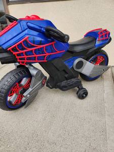 lot 84 image: Spider-Man Themed Kids Electric Ride-On Motorcycle - Untested