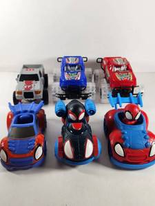 lot 150 image: Lot of Toy Trucks and Spiderman Vehicles
