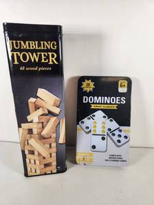 lot 227 image: Jumbling Tower and Dominoes Game Set