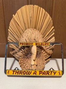 lot 73 image: Straw Turkey and License Plate Holder - Promote Wildlife...Throw A Party