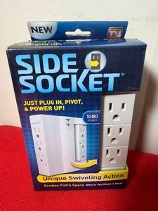 lot 123 image: Side Socket Swivel Outlet w Built-In Surge Protection