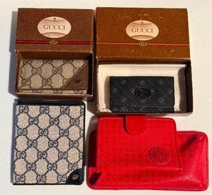 lot 145 image: Vintage Gucci Photo Holder, Key Holders, - All Like New and Adrienne Vittadini ID Holder and Glasses Case