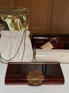 lot 158 image: Vintage Handbags and new Acrylic Clutches