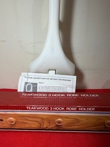 lot 163 image: Bath Tub Grab Bar and Teak Wood Robe Holder, Both New