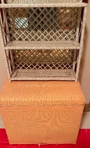 lot 166 image: MCM Wicker Laundry Basket and Shelf