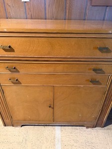 lot 306 image: Jefferson Table Slide Wooden Cabinet - Pulls Out to Make 6 Foot Table