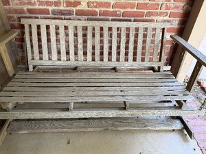 lot 409 image: Wooden Swinging Porch Bench