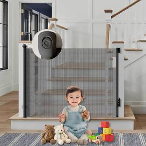 lot 3103 image: Dog Gate Indoor 55W x 38H Retractable Gate for Doorways, Black