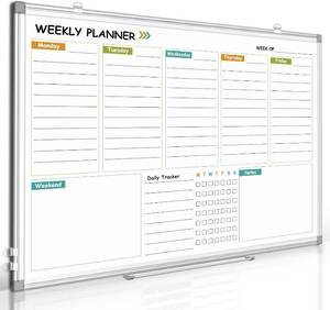 lot 3112 image: Magnetic Dry Erase Whiteboard 24x18 Weekly Planner, Double-Sided