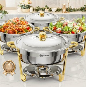 lot 3118 image: $170 Chafing Dishes for Buffet 4 Pack, 6QT Round Chafing Dishes for Bu