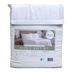 lot 3124 image: Harmony Home 6-Piece Sheet Set, Viscoise Made from Bamboo, Queen