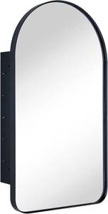 lot 3130 image: $130 Matt Black Arched Recessed Bathroom Cabinet with Mirror for Wall