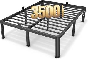 lot 3140 image: $127 20-Inch King Size Metal Platform Bed Frame with Round Corners