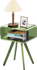 lot 3155 image: $100 Acrylic Side Table & Nightstand, Green, 16.5 x 11.8 x 21.6 in