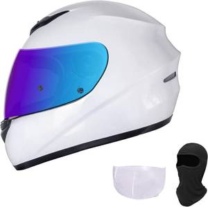 lot 3162 image: KRN Full Face Motorcycle Helmet, Visor, DOT Approved, Gloss White size small