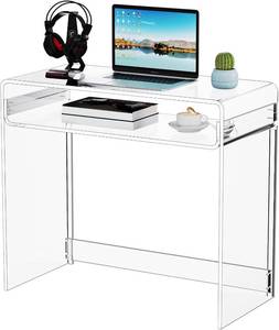 lot 3167 image: $230 Acrylic Desk Laptop Study Table, Home Office Console Table Clear