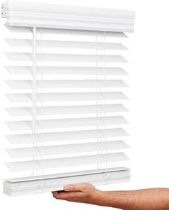 lot 3181 image: $50 Lotus & Windoware Cordless 2-In Faux Wood Blind, 34x60, White