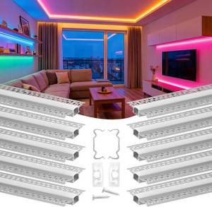 lot 3182 image: $92 VEVOR Plaster-in LED Aluminum Channel, 6-Pack 39inch, Trimless