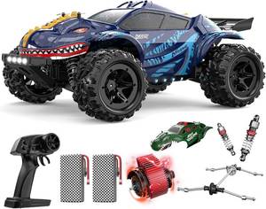 lot 3190 image: $77 DEERC 9308E 116 Fast RC Car 4WD Monster Truck, 2 Batteries