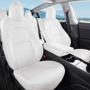 lot 3191 image: $250 Tesla Model 3 Nappa Leather Seat Covers Set, White, 2018-2023