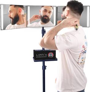 lot 3194 image: $100 LIPFISBARBERSHOP 360 Mirror with Tripod, 4 LEDs, USB-C