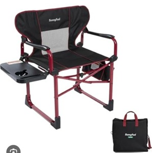 lot 3195 image: $59 SunnyFeel Camping Directors Chair, Heavy-Duty, Red