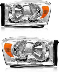 lot 3213 image: $89 Dodge Ram Chrome Housing Amber Reflector Left & Right Replacement