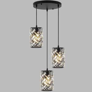 lot 3214 image: $100 Black Crystal Pendant Lights, 3-Light Kitchen Island Fixture