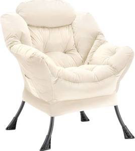 lot 3216 image: $100 Lazy Chair Velvet Accent Lounge Chair with Stable Frame, emerald green