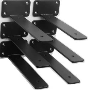 lot 3218 image: 6 Pack 6-Inch Black Hidden L Shelf Brackets, 15 Thick Iron