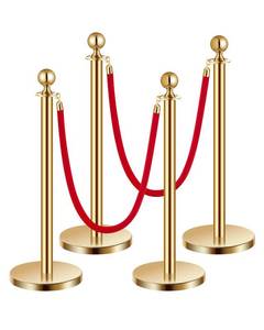 lot 3221 image: $61 VEVOR Stanchions with Velvet Ropes, 4 Pcs