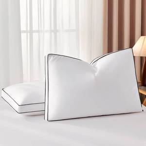 lot 3222 image: $120 Goose Feather Down Pillow King Size Set of 2, Gusseted 20x36 in
