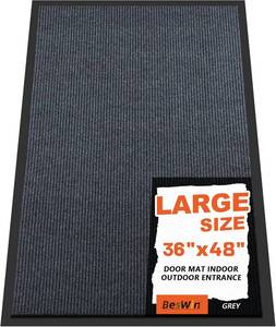 lot 3225 image: $55 Front Door Mat 3 x 4 ft IndoorOutdoor Non-Slip Doormat, BLACK