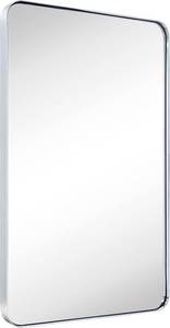 lot 3231 image: $99 GRACTO 20x30 Inch Chrome Stainless Steel Metal Framed Wall Mirror