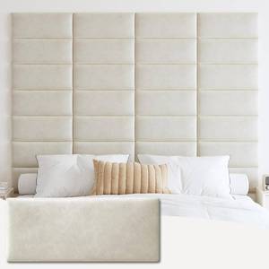 lot 3233 image: $140 WHITE Wall Mounted Upholstered King Headboard, 12 Panels