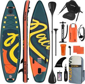 lot 3246 image: $300 NACATIN 106 Inflatable Stand Up Paddle Board with Kayak Seat