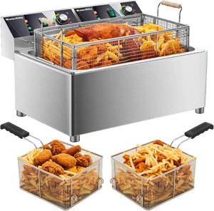 $369 Electric Turkey Fryer with Basket 3600W 27.4QT, Timer, 13.7QT x2