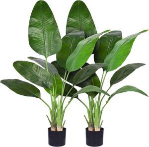 lot 3253 image: $51 Artificial Bird of Paradise Plant - Faux Palm Dypsis, 4ft-2pack