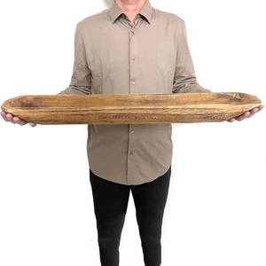 lot 3258 image: $49 Wooden Dough Bowl Decor, Hand Carved, 30in, Cedar Color, see photos