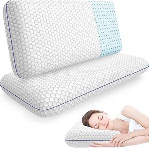 lot 3265 image: $59 Memory Foam Pillows Set of 2, Grey King Size, Washable Cover