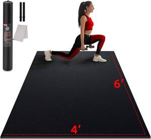 lot 3280 image: $80 Large Exercise Mat for Home Workout (7mm) Extra Thick 12x610x6