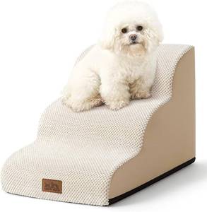 lot 3286 image: Dog Stairs for Small Dogs, 3-Step Curved Foam Ramp